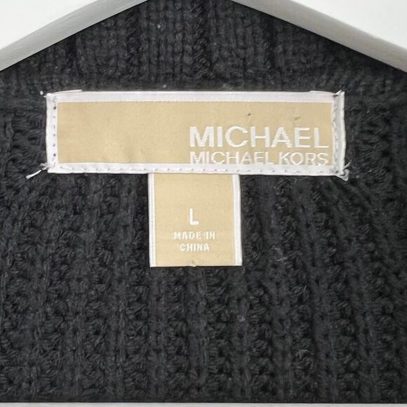 Michael Kors Black Button Up Hooded Sweater - Size L - Picture 13 of 14